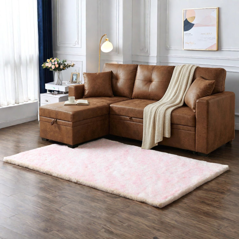 Canapé-lit modulaire avec rangement, canapé moderne en tissu de bois pour la maison