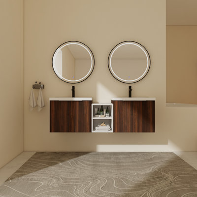Ensemble de meuble-lavabo double 59,23 avec comptoir Lamaiyah