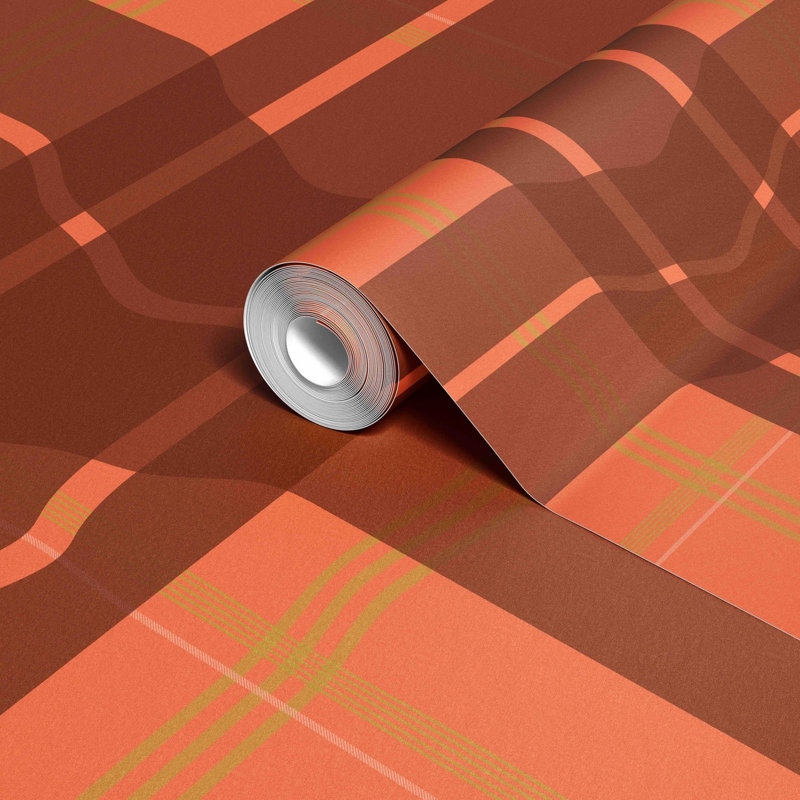 Warped Plaid Wallpaper, Orange/Red/Maroon/Green