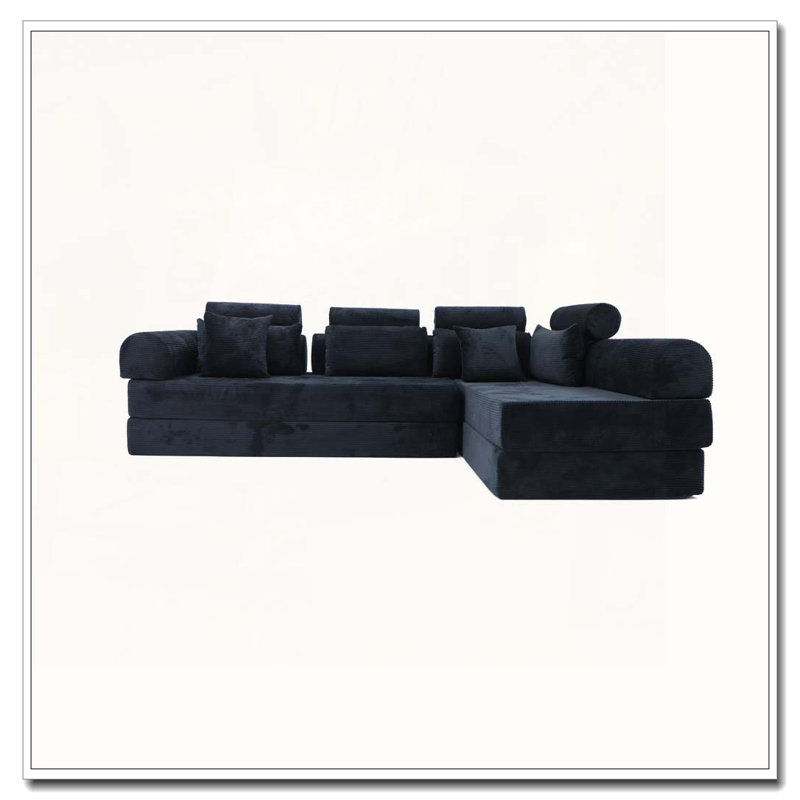 Canapé modulaire en L, Noir