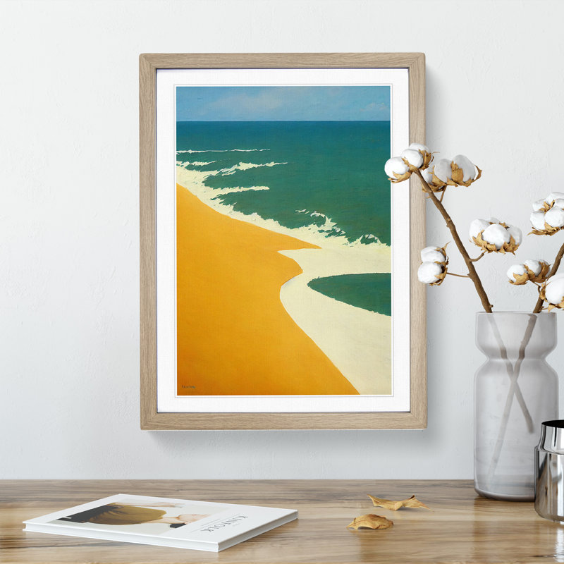 Enigmatic Beach - Single Picture Frame Painting, 64cm H x 46cm W x 2cm D, Oak