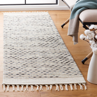 Tapis rayé ivoire tissé à la main Scharff