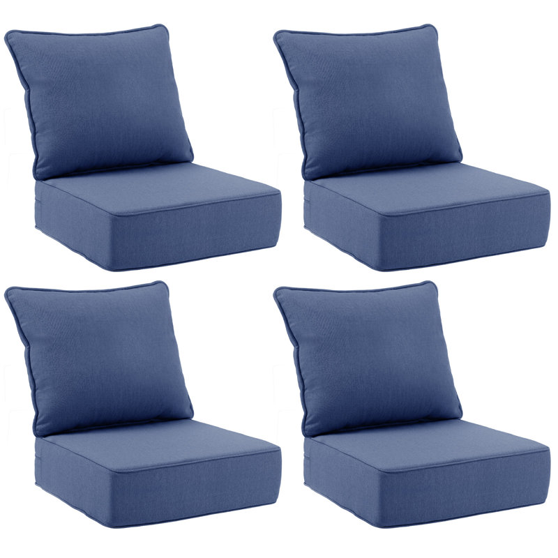 24 x 24 x 6.2 inch Sunbrella® Outdoor Replacement Chair Cushions & Pillows Set,Durable, Weather-Resistant Design, Blue, 4
