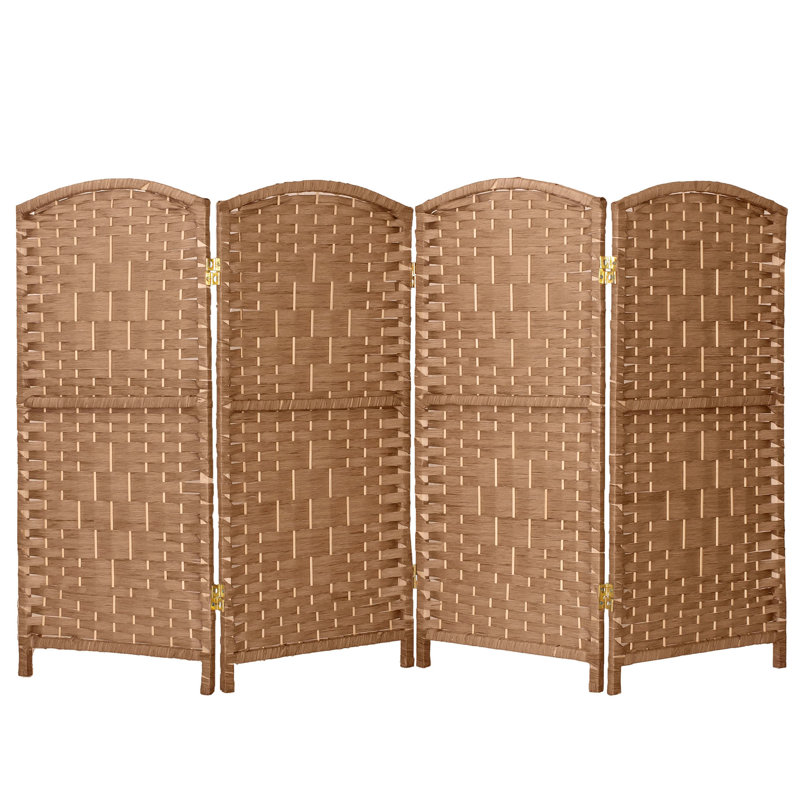 2 Ft. Tall Diamond Weave Fiber Room Divider - Dark Mocha - 8 Panel, 4, Natural, 3 ft