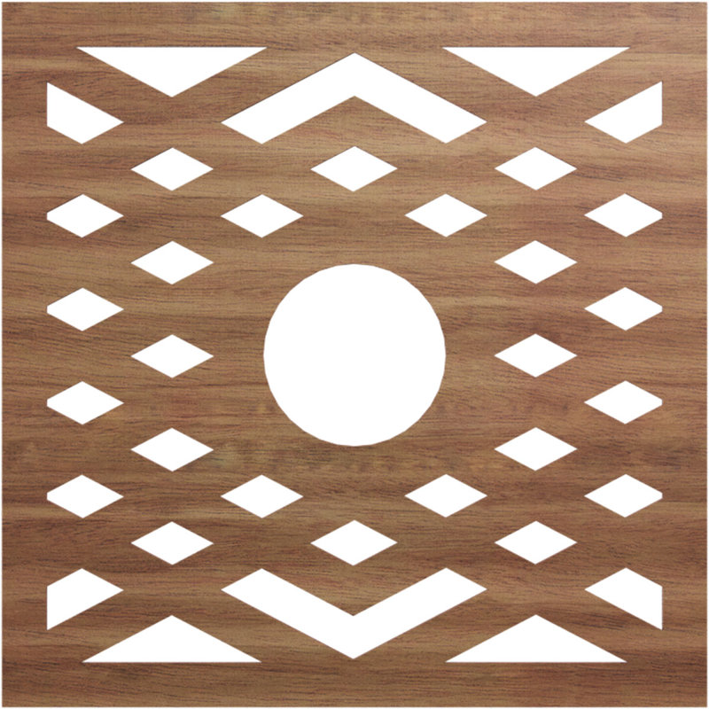 Médaillon de plafond à chevrons, Noyer, H 32 po x l 32 po x P 0,38 po