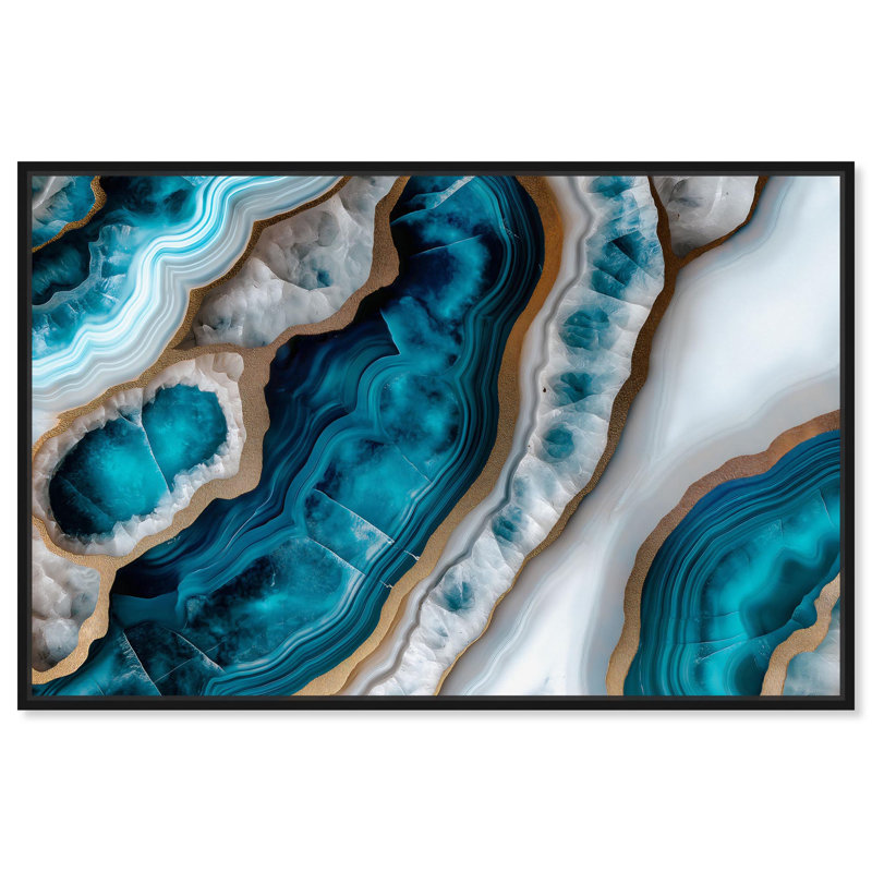 Art mural ondulé Opaline , H 17 po x l 17 po, Cadre flottant noir