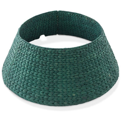 32-in Water Hyacinth Christmas Tree Collar with Cord Cut Out - Green