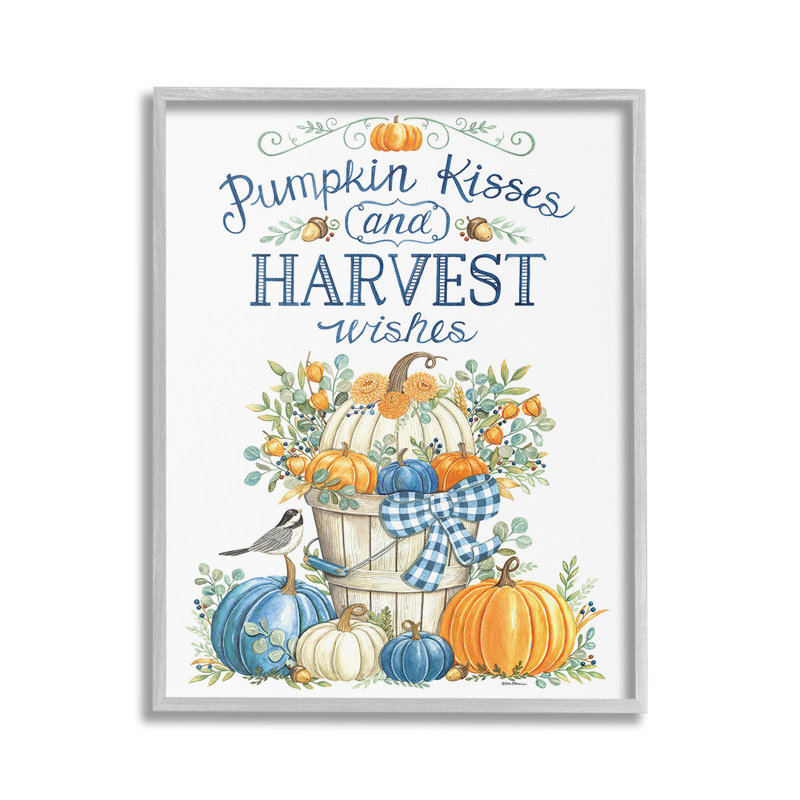 «Harvest Wishes Pumpkins», estampe numérique par Deb Strain, Estampe numérique Farmhouse, H 20 po x l 16 po