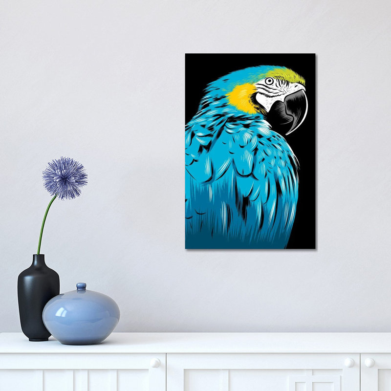 Blue Parrot 1 Piece Wrapped Canvas Wall Art, 45.72cm H x 30.48cm W x 1.905cm W