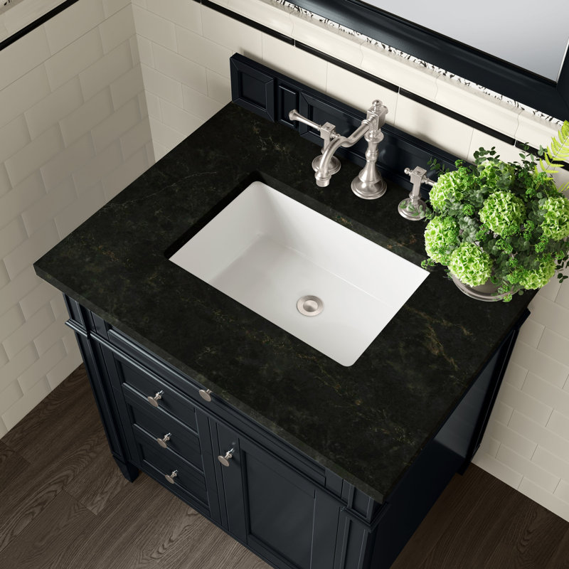 Dussault 30" Single Bathroom Vanity Set, Black Onyx, Phantome Eclos, 8" Widespread