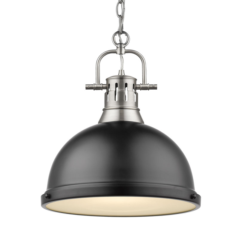 Luminaire suspendu en forme de dôme 1 lumière Alethia, Étain, Noir mat