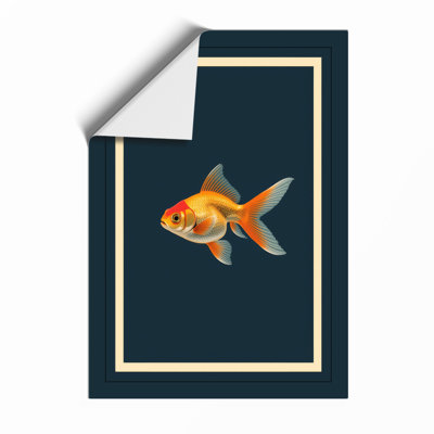 Solitary Goldfish Minimalist - Framed Print