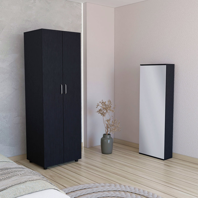 Ensemble de chambre à coucher 2 pièces, armoire et range-chaussures, noir