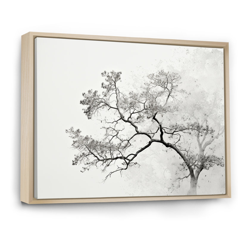 Minimalisme, arbre blanc, rêve de pin sur toile, Cadre naturel flottant, H 30 po x l 40 po x P 1,5 po