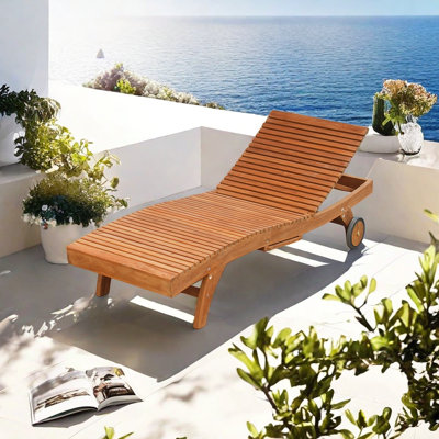 Chaise longue d'extérieur en teck Premium