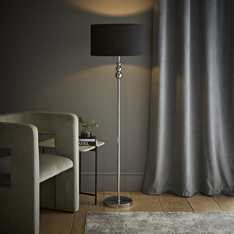 Randalia 145cm Traditional Floor Lamp, Chrome , Black