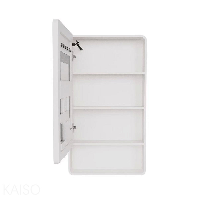Armoire à pharmacie à DEL avec lumière chaude une couleur, anti-buée, armoire en plastique-aluminium facile à installer. (19,69 x 35,43 une porte)
