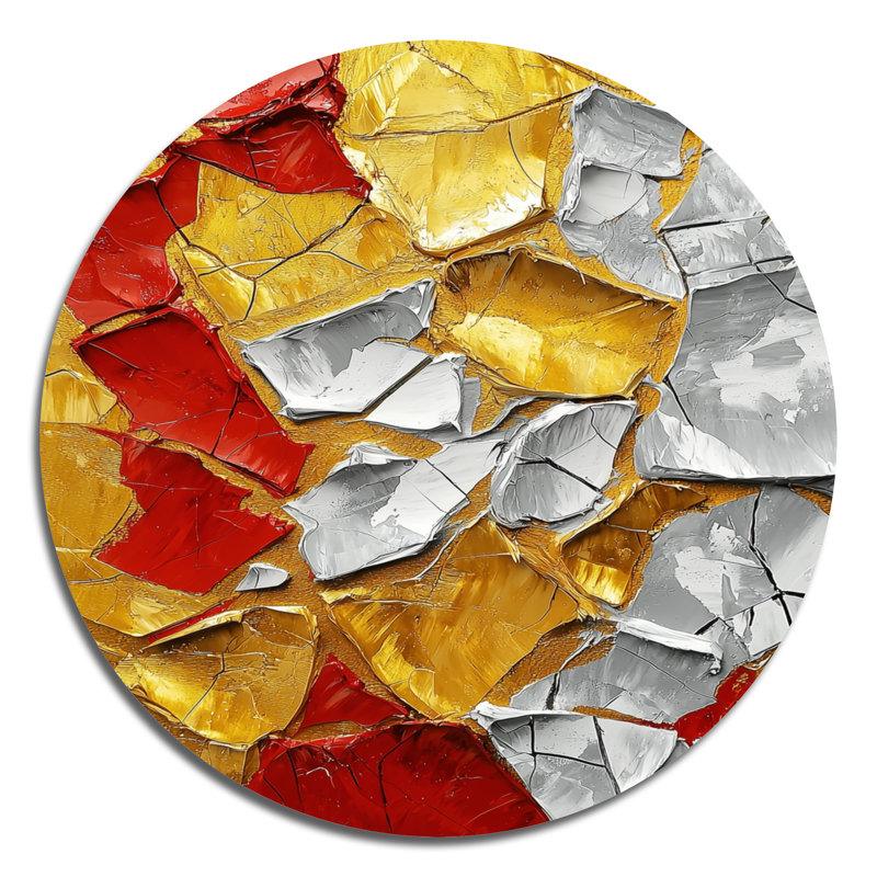 Arner - Art mural rond moderne abstrait en métal, H 16 po x l 16 po