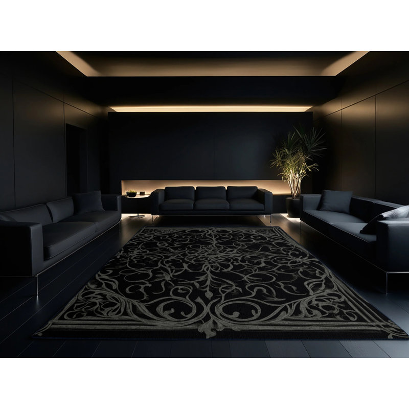 Black Elegance Rug, Square 4'