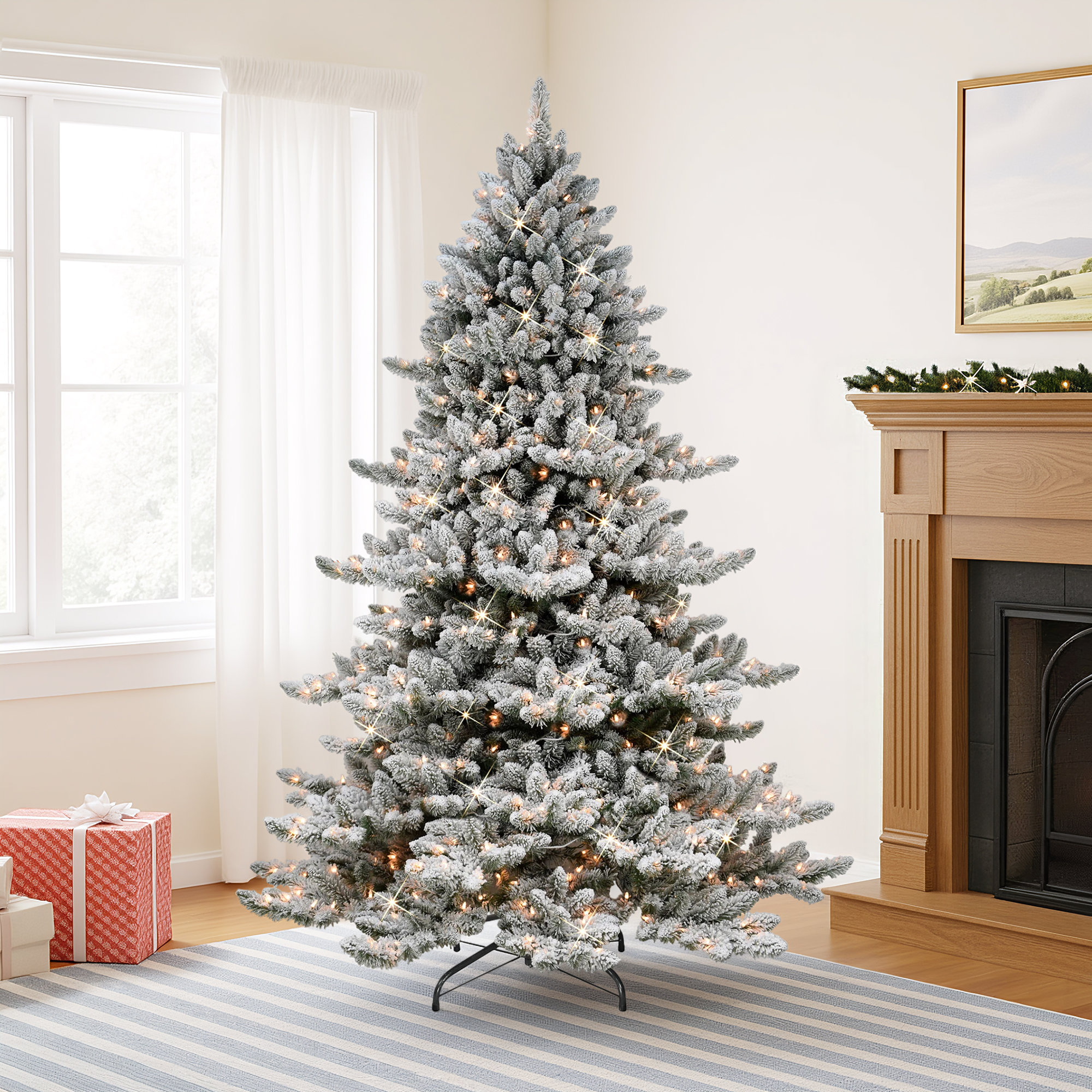 Lighted Spruce Christmas Tree, 7.5' H