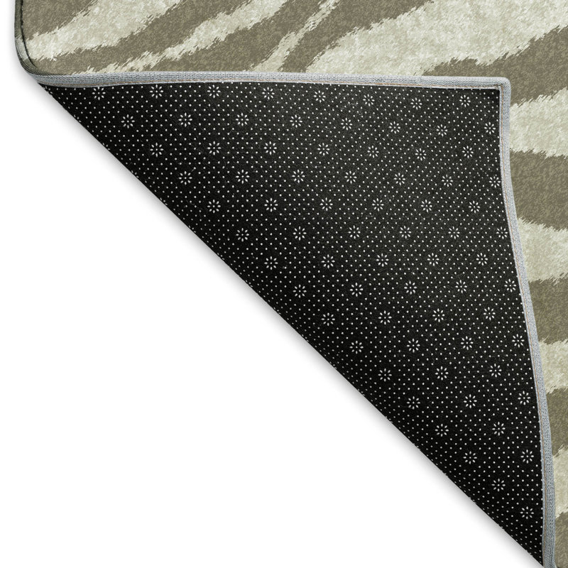 Premium Machine Washable Kishonna AMF42 Taupe Rug, Rectangle 5' x 7'6"