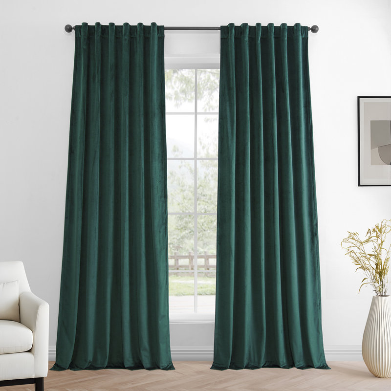 Winnette Velvet Room Darkening Curtain Panels, Light Ivory, 50" W x 120" L