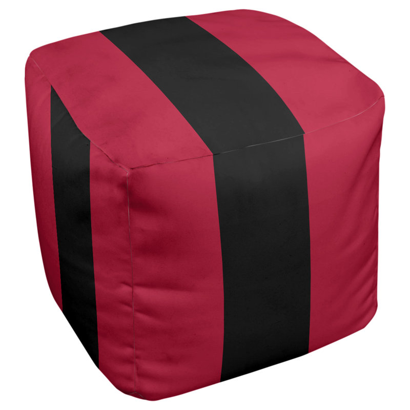 Upholstered Ottoman, Red/Black/Red