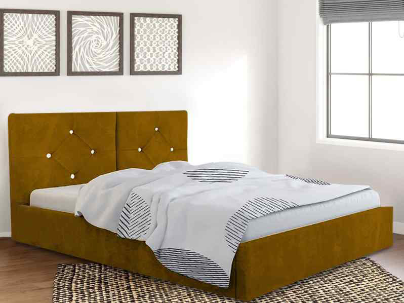 Upholstered Bed, Single (3'), Mustard