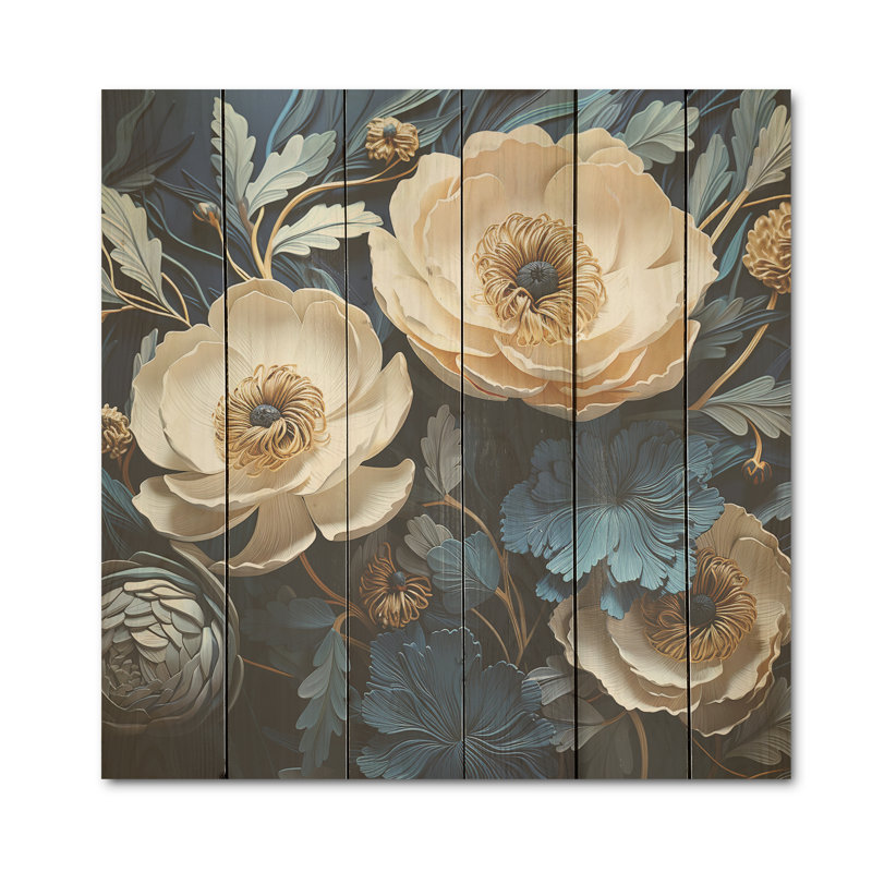 Bouquet de renoncules - Art sur bois de pin naturel, H 15 po x l 15 po
