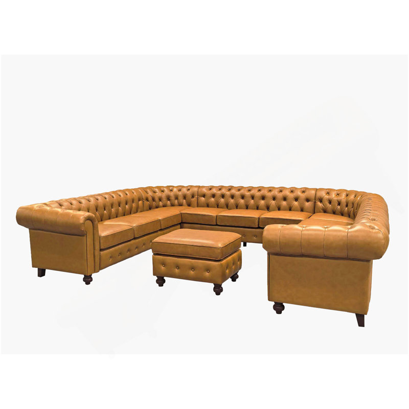 Canapé modulaire en cuir Chesterfield