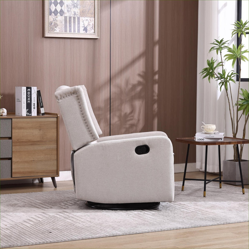  Fauteuil inclinable à bascule moderne et pivotant, 3 pièces inclinables réglables à 360 degrés, beige neutre pour la chambre à coucher du salon
