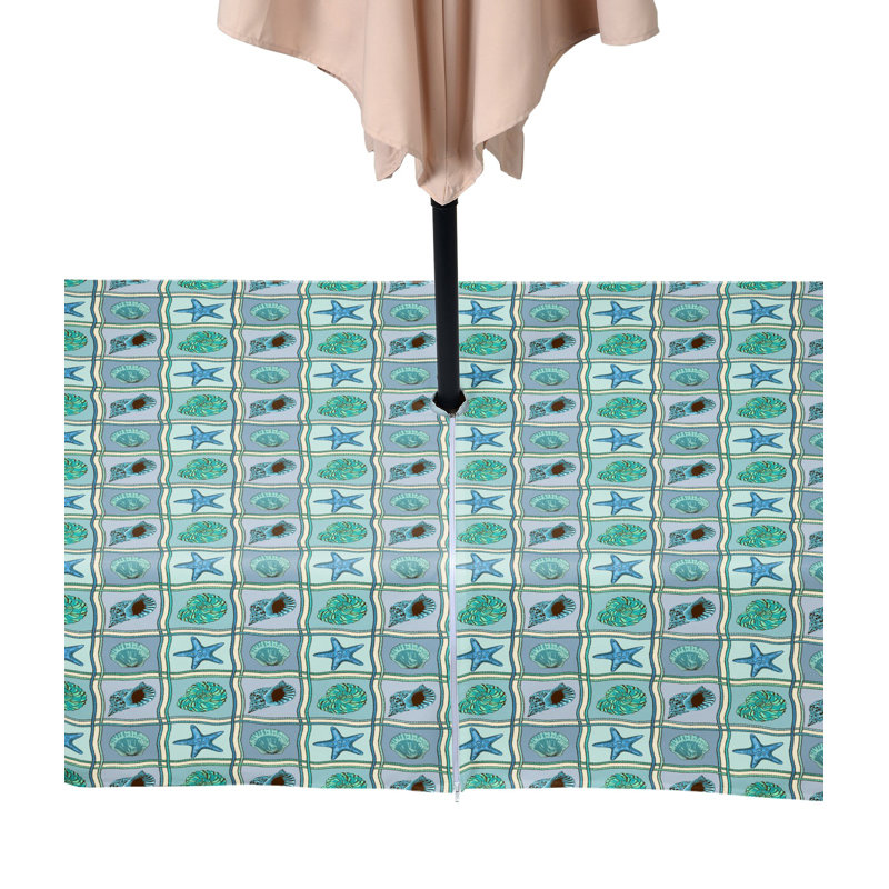 Shell Patches Water Repellent Tablecloth, 120" x 60", Blue/Teal