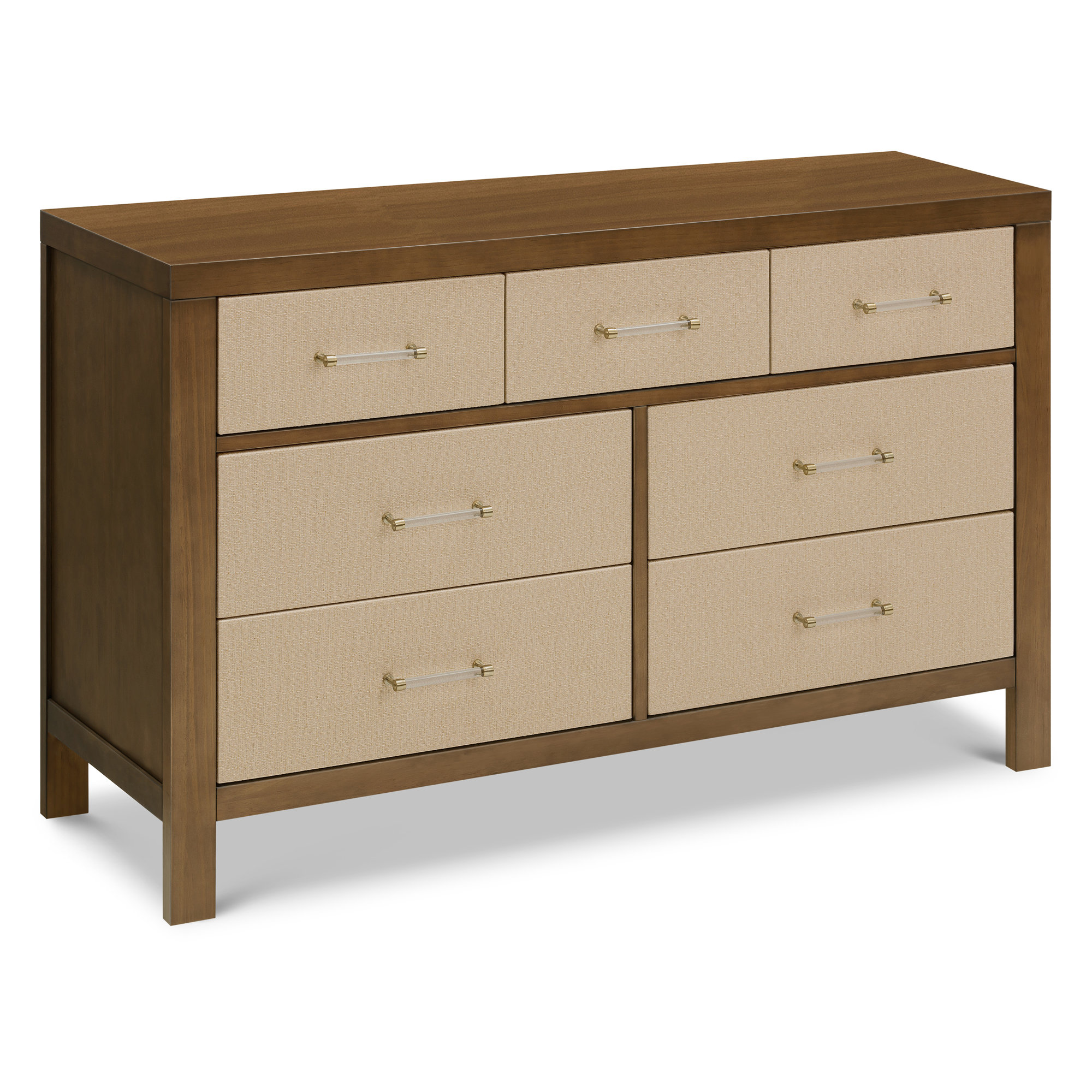 Eloise 7-Drawer Assembled Dresser, Natural Walnut/Performance Sand Eco Weave