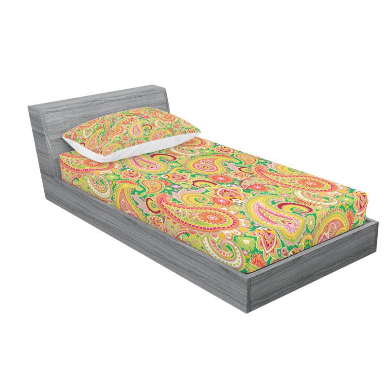 Microfiber Sheet Set, Twin Sheet Set with Fitted Sheet, Blue Paisley