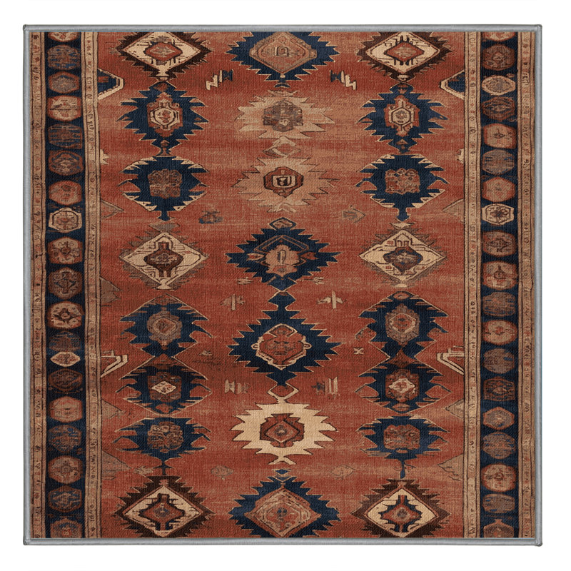 Machine Washable Persian Brown Area Rug, Square 5'