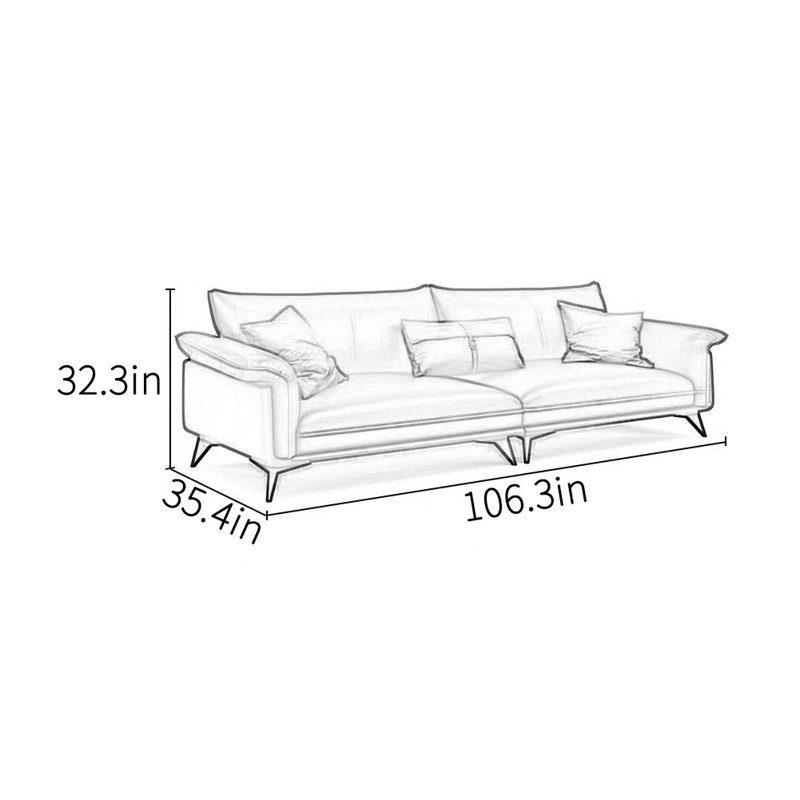 Canapé de bureau moderne et élégant décontracté, H 32,3 po x l 106,3 po x P 35,4 po