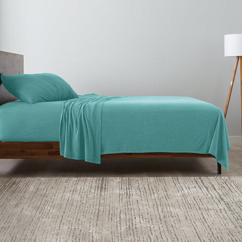Ella Jayne Soft Heather Jersey Knit 4-Piece Sheet Set, King, Green