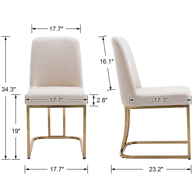 Alchamel Solid Back Side Chair, Cream, Gold