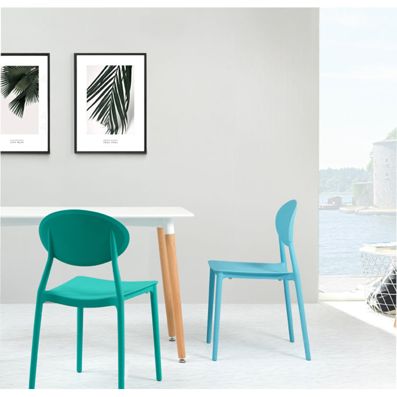 Stackable Outdoor Patio Dining Side Chair, Aqua