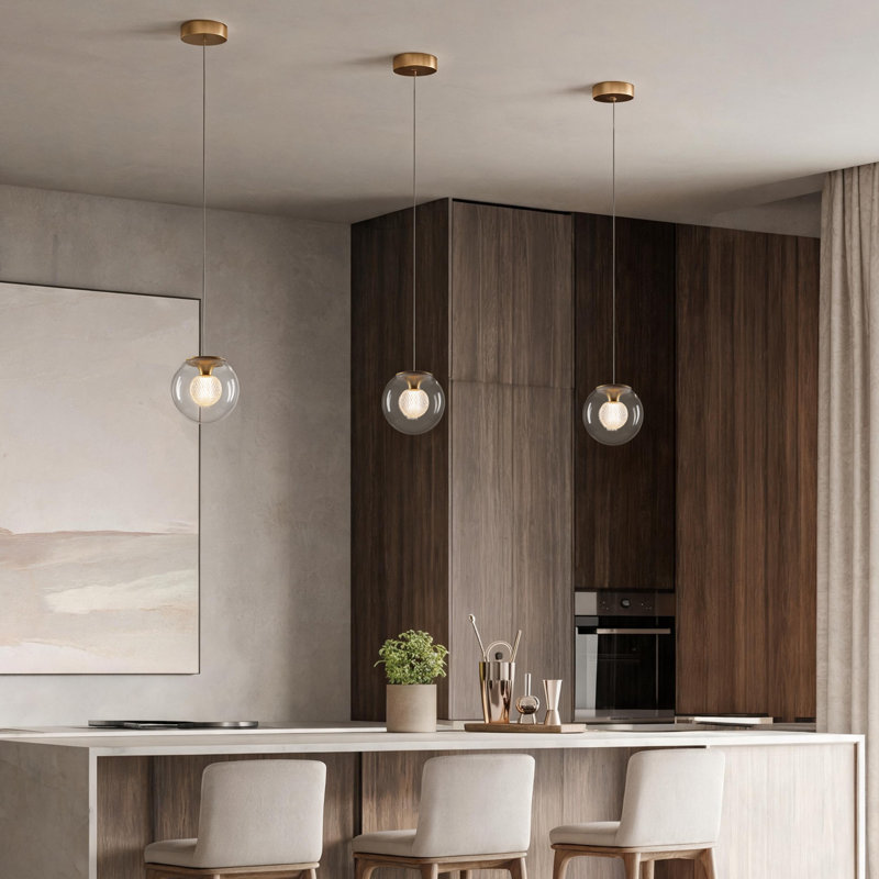 Luminaire suspendu sphérique à intensité variable 6,7 po CORE pour îlot de cuisine, salle à manger et salon