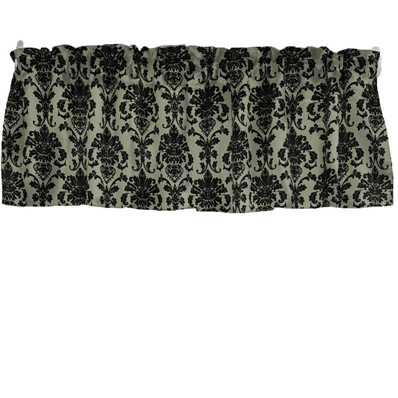 Cantonnière florale en damas 58 po, Sauge foncé, L 58 po x L 14 po