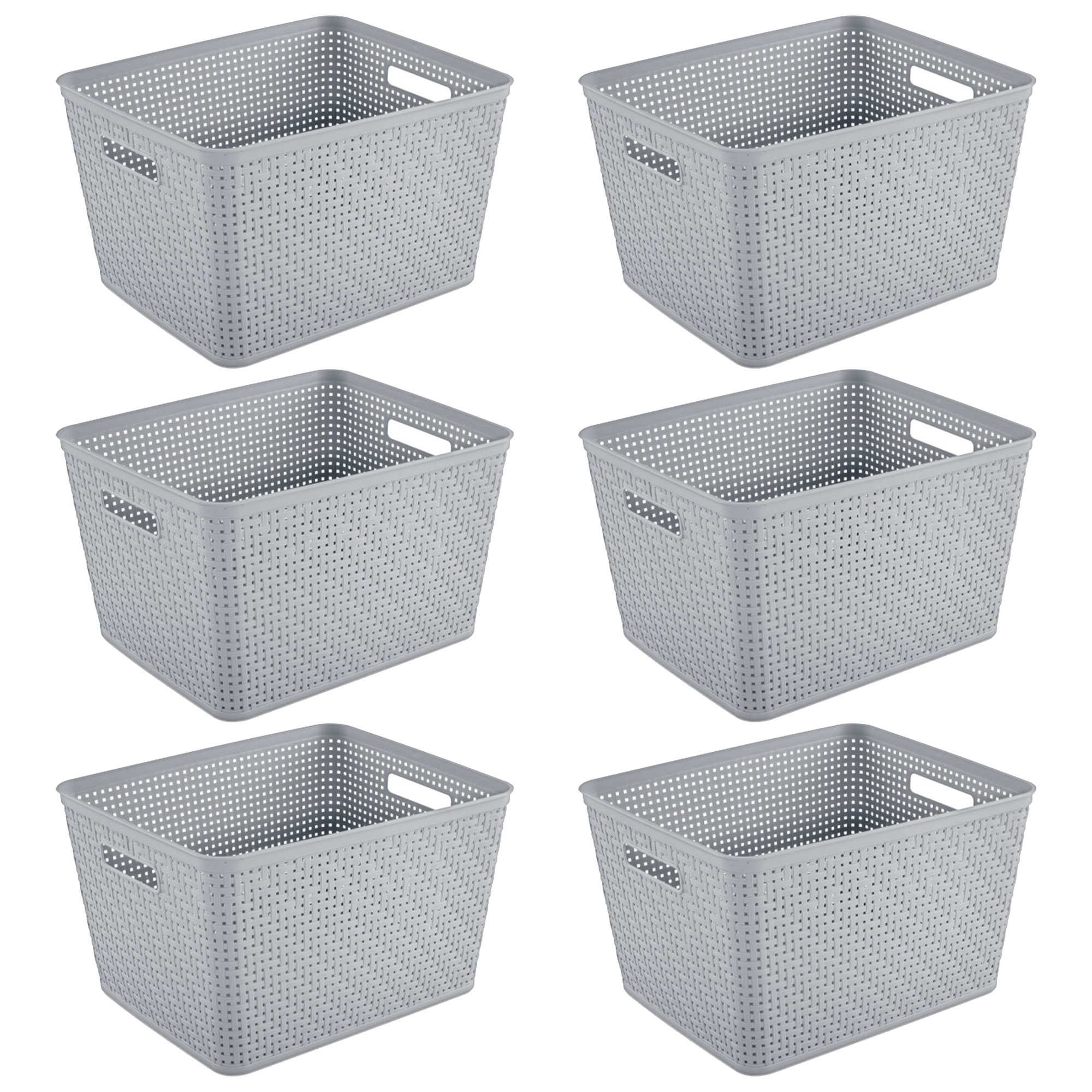 Sterilite Large 16 x 13 x 10 Inch Plastic Deep Ultra Storage Basket Tote,  White (6 Pack)