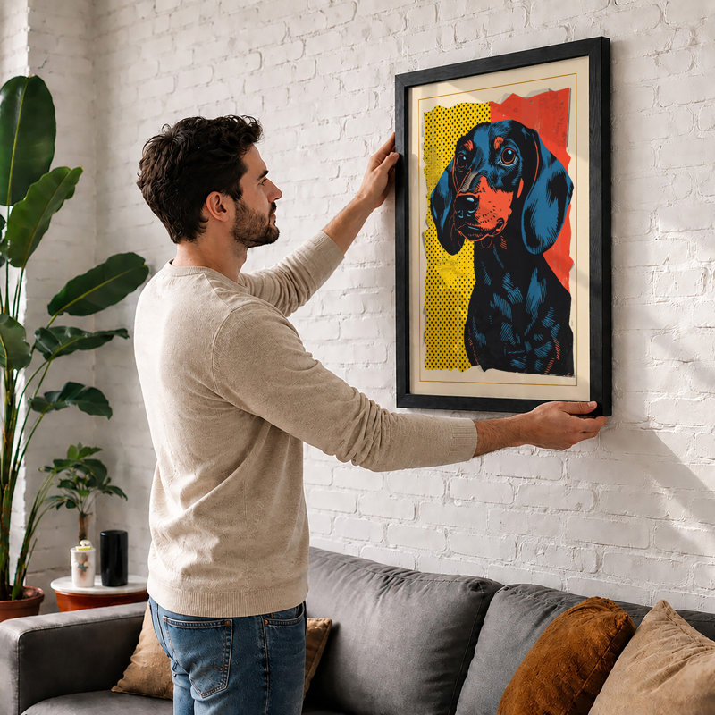Dachshund Pop Art - Framed Print, Black, A3 - 42.0 x 29.7 cm