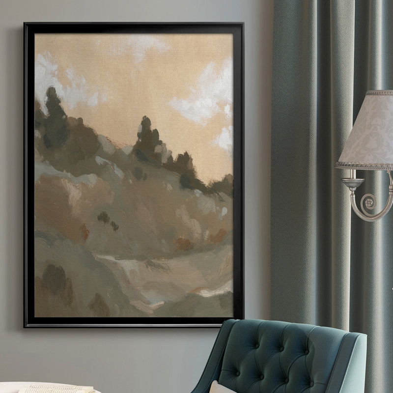 Toile encadrée haut de gamme Hillside Walking Path II - prête à être accrochée, Cadre noir, H 30,5 po x l 22,5 po x P 1 po