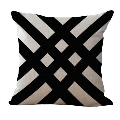 (Covers With Inserts) Set of 2 B&W Pattern Pillows