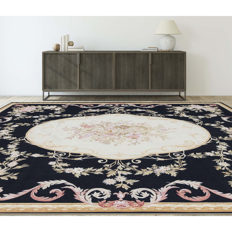 Aubusson Hand Knotted Wool Oriental Area Rug