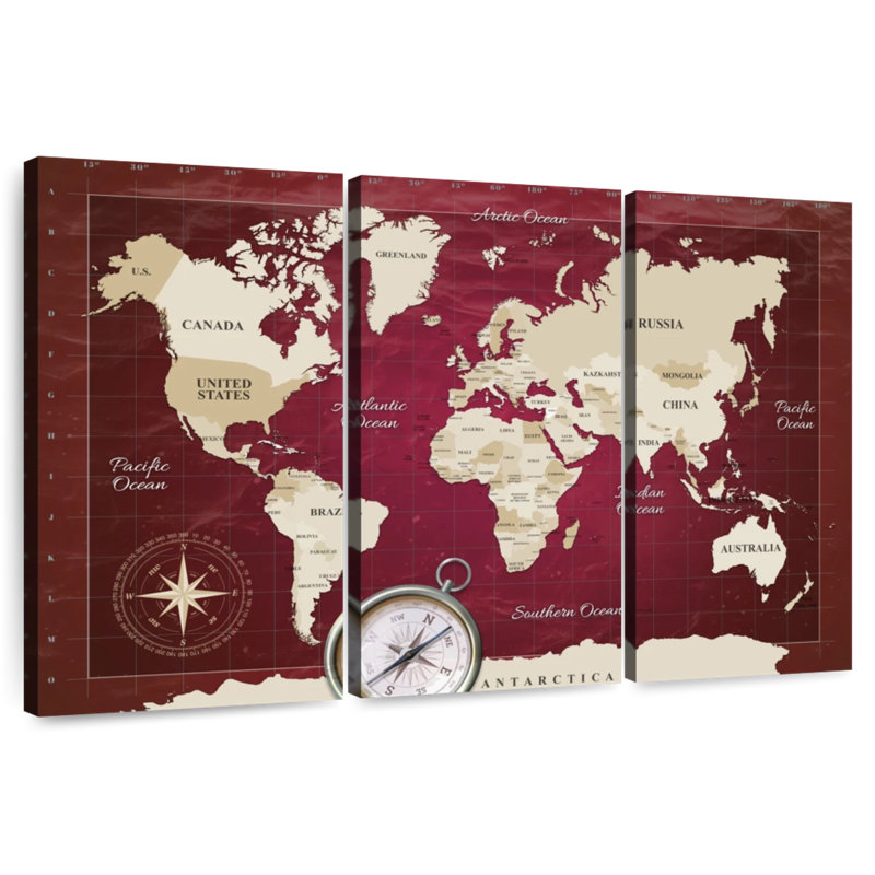 Carte du monde en Alimar, H 42 po x l 65 po