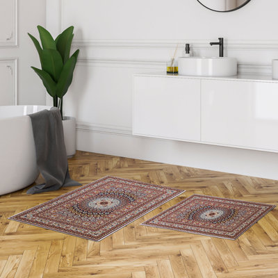 Ensemble de luxueux tapis de bain (2 pièces), 100% polyester, antidérapant, antibactérien | Dimensions: 19,7 po x 23,6 po et 23,6 po x 39,4 po | Tissu ultra-absorbant et facile à nettoyer, lavable à la machine à 86 ° F | Parfait pour la salle de bain ou le spa