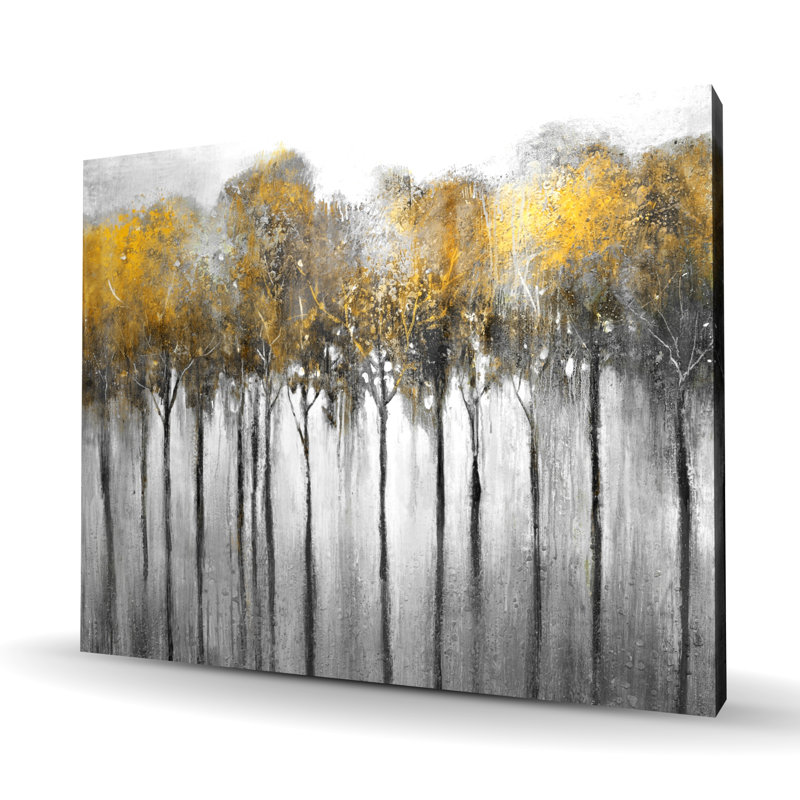 Abstrait forêt jaune - toile de paysage pour la maison