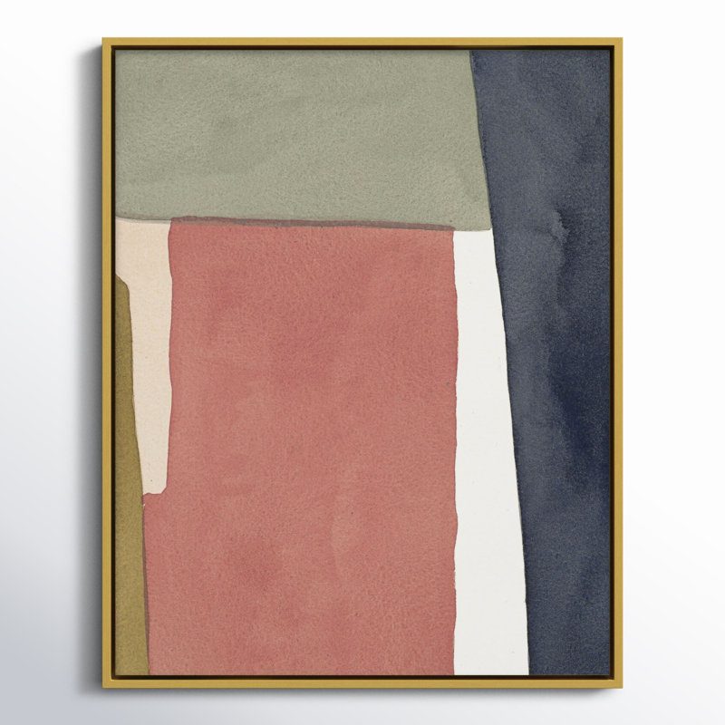 Warm Pink And Indigo by Julia Balfour, 30" H x 24" W x 1.4" D, Gold Framed Canvas